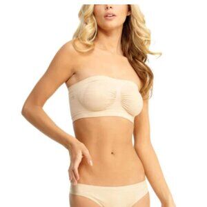 MeMoi SlimMe Size M Strapless Seamless Bandeau Bra Shaper Nude Strapless MSM-113